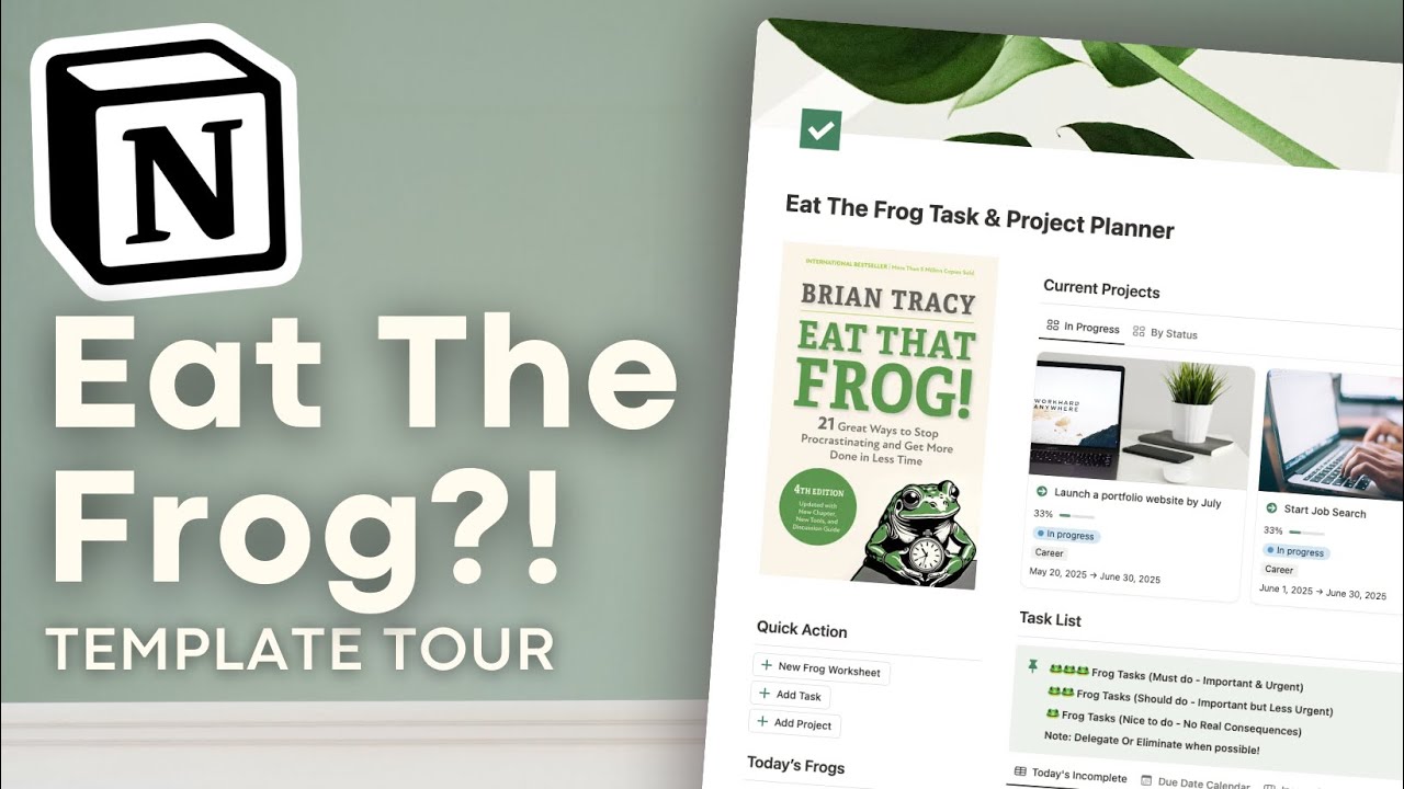 How to use Eat The Frog in Notion?! | Template Tour & Tutorial