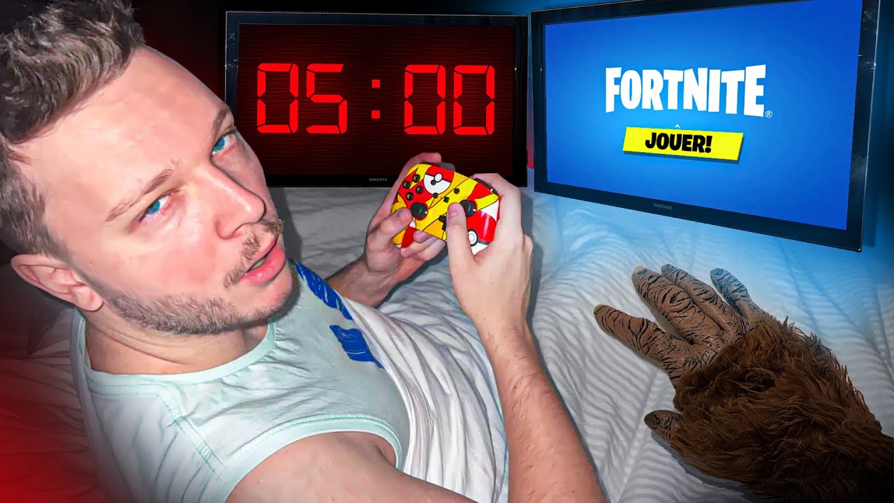 J'ai OS&Eacute; Jou&eacute; &agrave; Fortnite &agrave; 5H du MATIN DANS MON LIT ! (un Monstre m'attaque..)
