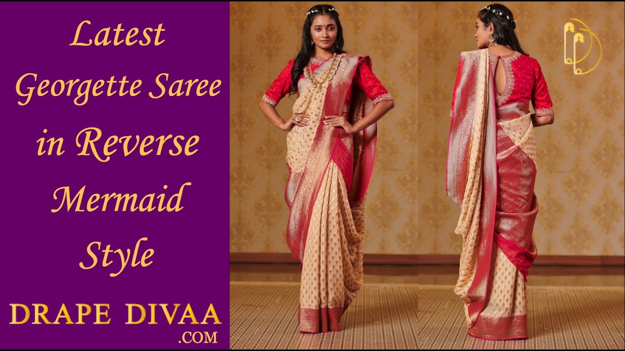 Beautiful Georgette saree in reverse mermaid style | Drape Divaa Sarees