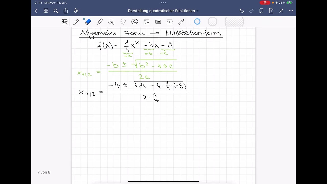 Allgemeine Form in Nullstellenform