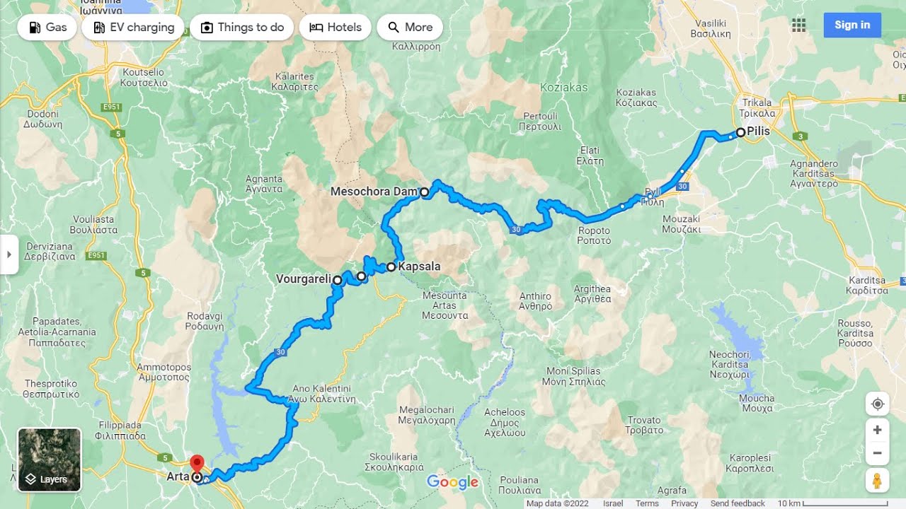 Trikala  Τρίκαλα  driving to  Άρτα  Arta   via  Vourgareli Βουργαρέλιon road 30 greece