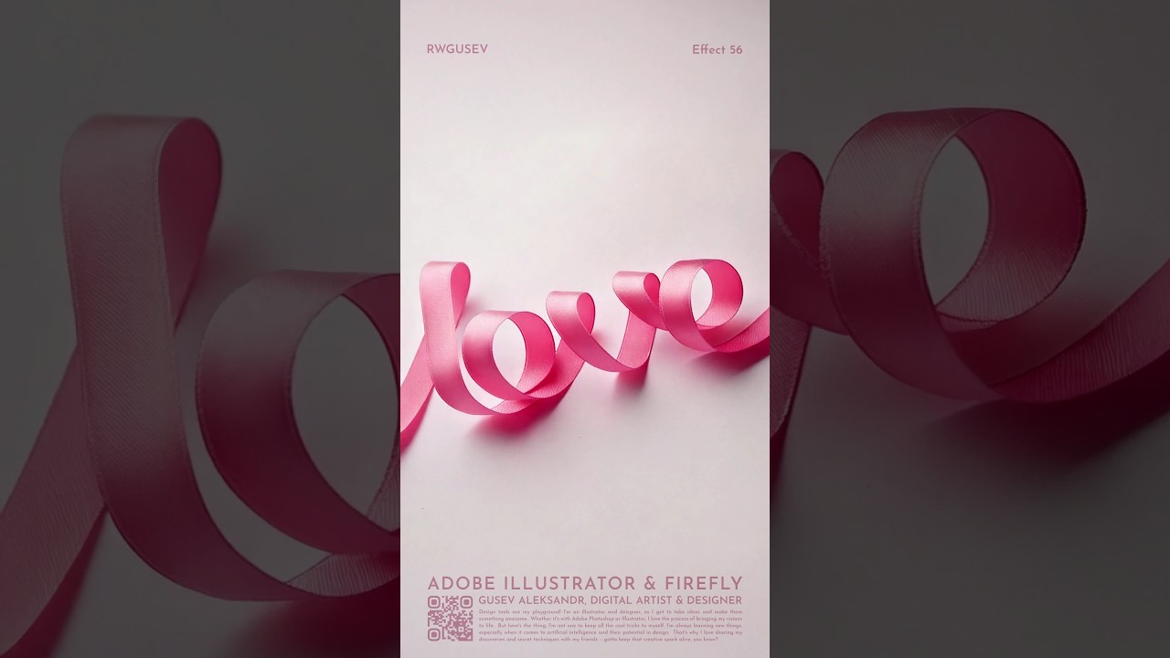 Satin Ribbon Text Effect in Adobe  Illustrator and Firefly #AdobeIllustrator