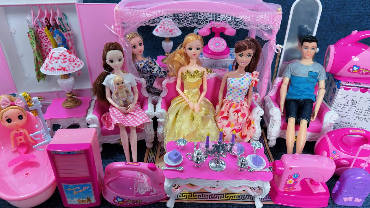 9 Minutes Satisfying with Unboxing Barbie Princess House & Bedroom Playset ASMR | Review Toys