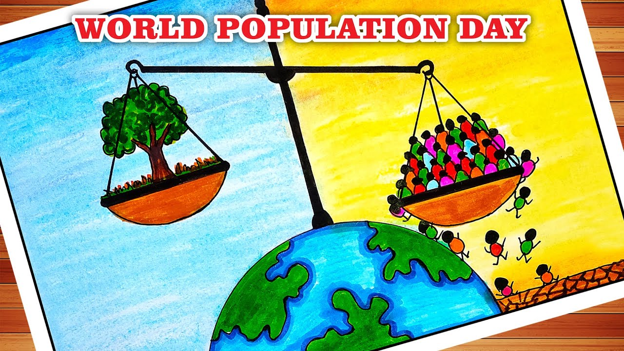 World Population Day Easy Drawing | World Population Day Poster | World Population Day Chart