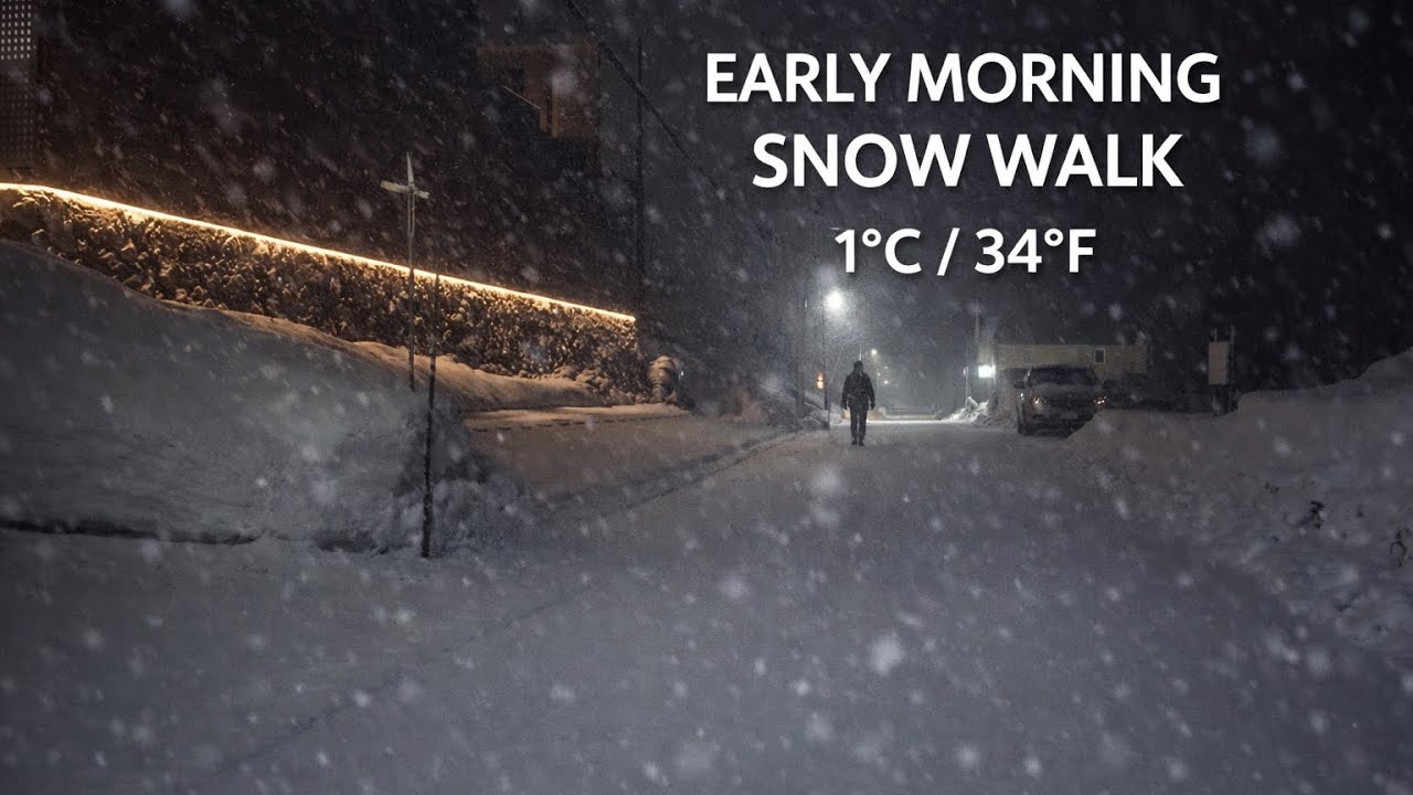 Early Morning Snow — Niseko Hirafu (4:28 AM) | 1°C / 34°F [4K] | Quiet Walk #067