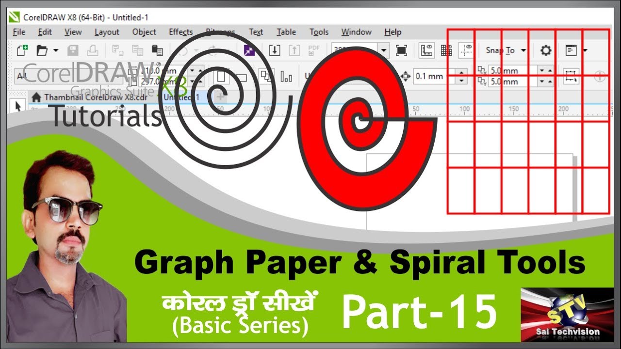 How to use Graph Paper and Spiral Tool in CorelDraw X8 in Hindi (Basic Series) Part-15