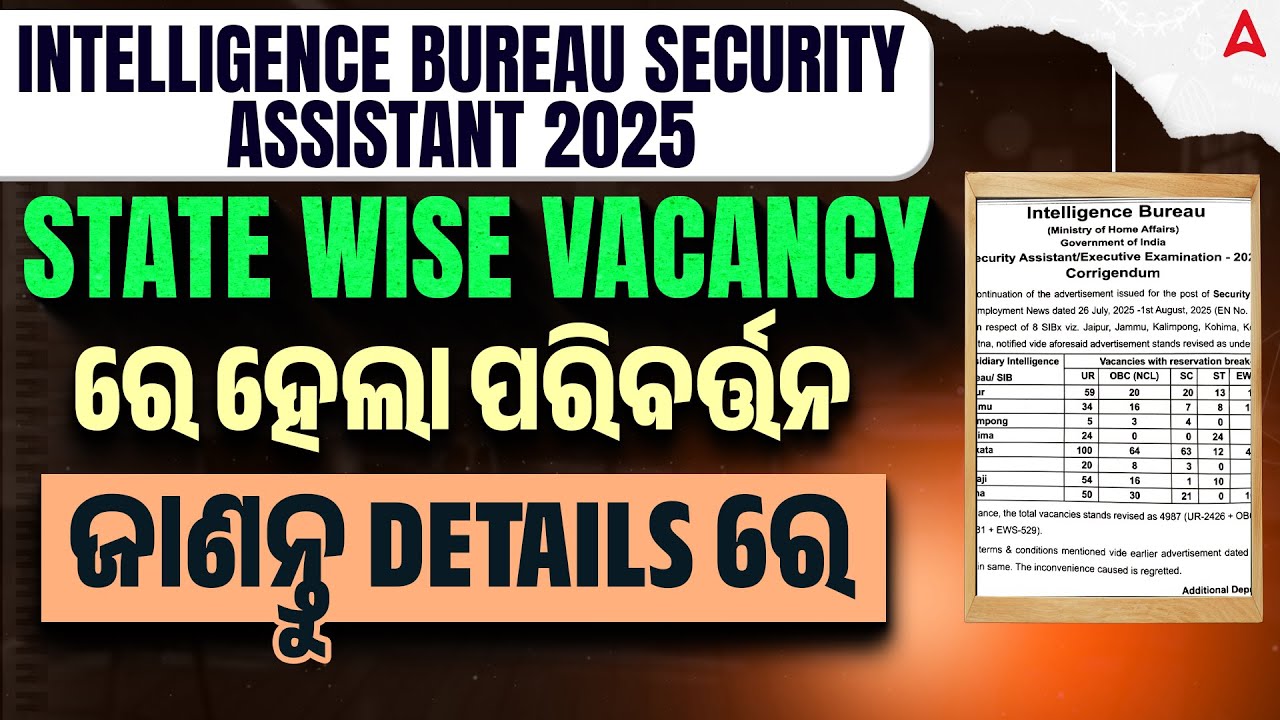 IB SA New Vacancy 2025 | IB Security Assistant State Wise Vacancy 2025 | Full Details