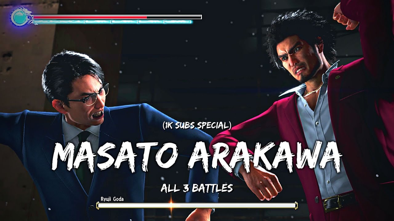 Yakuza Kiwami 2 : Ichiban Kasuga VS Masato Arakawa (ALL 3 BATTLES w/ 3 fighting styles) 1K Subs