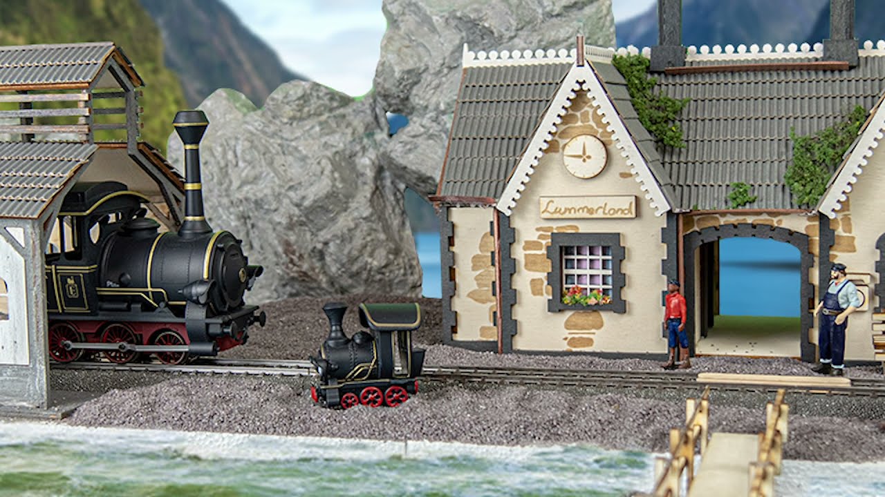 Modell Bahnhof und Lokschuppen für Modellbahn Lummerland passt zu Märklin Start Set Jim Knopf 29199