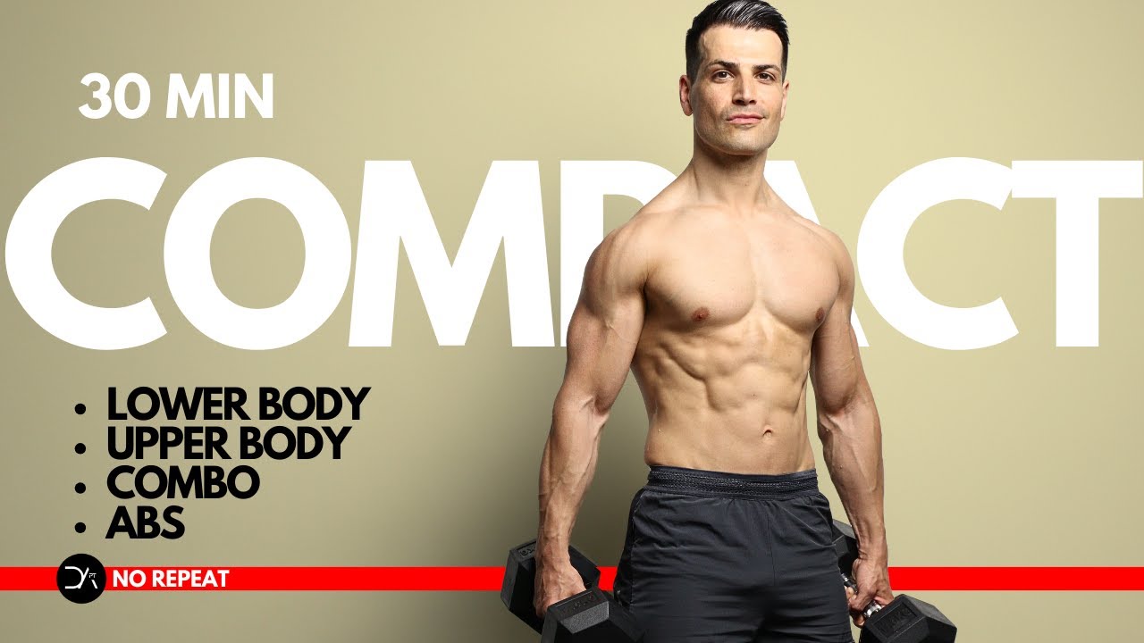 30 min COMPACT Full Body DUMBBELL Workout | Combo Exercises + ABS | High Impact