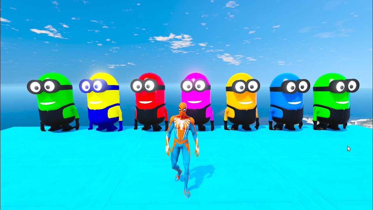 GTA 5 Epic Ragdolls RED SPIDERMAN VS RED MINION VS GREEN MINIONEuphoria Physics & Funny Fails 01