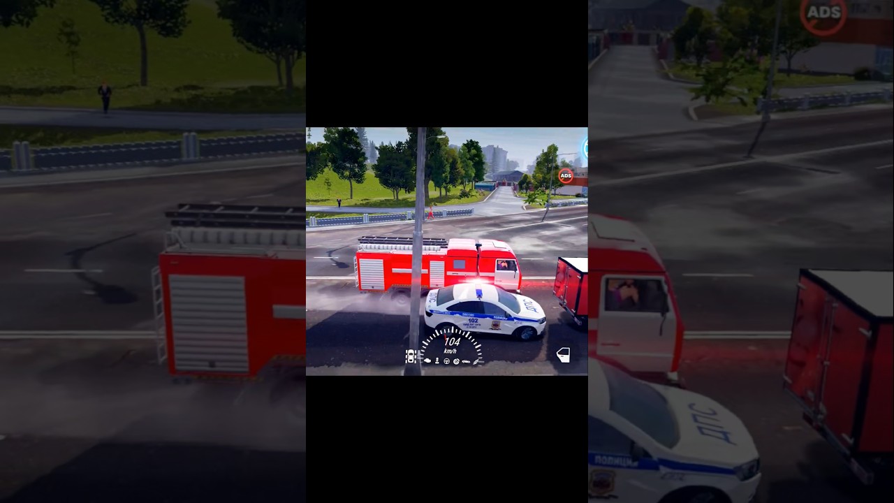 Mad out 2 fire truck 🚒with police chase 🚔🚨#madout2 #funnygameplay #viralshort #trending #policechase
