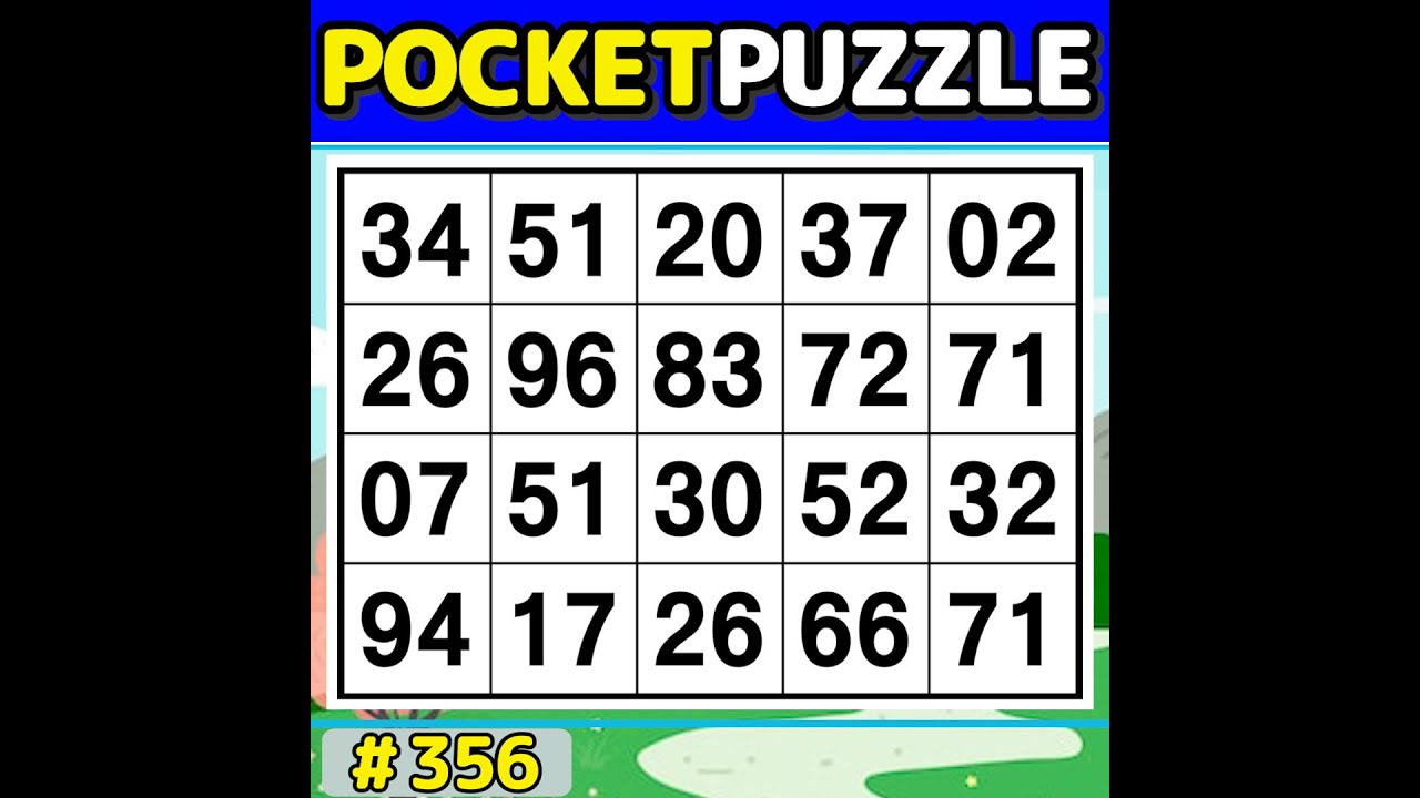 【Pocket Puzzle】 Activate your brain! 《Number Search|Brain training》 #356