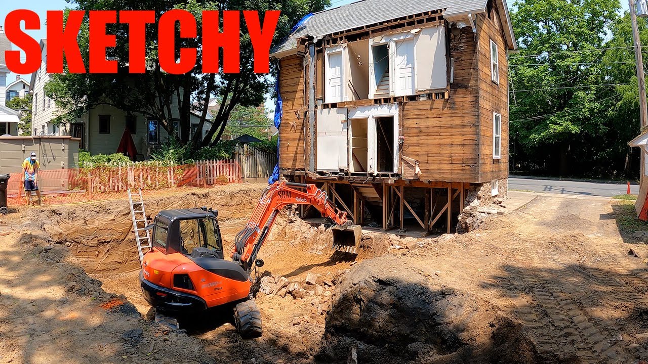 Removing foundation wall and basement excavation