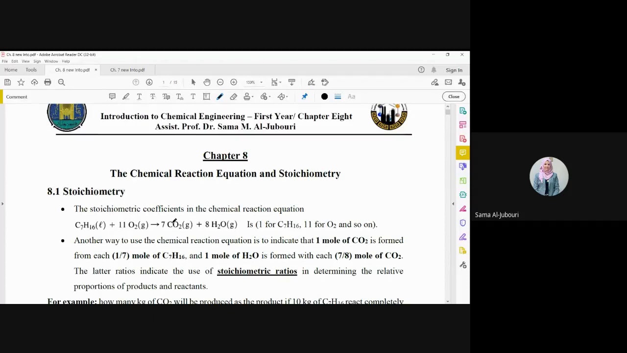 16- مبادئ الجزء الاول من الفصل الثامن (The Chemical Reaction Equation and Stoichiometry)