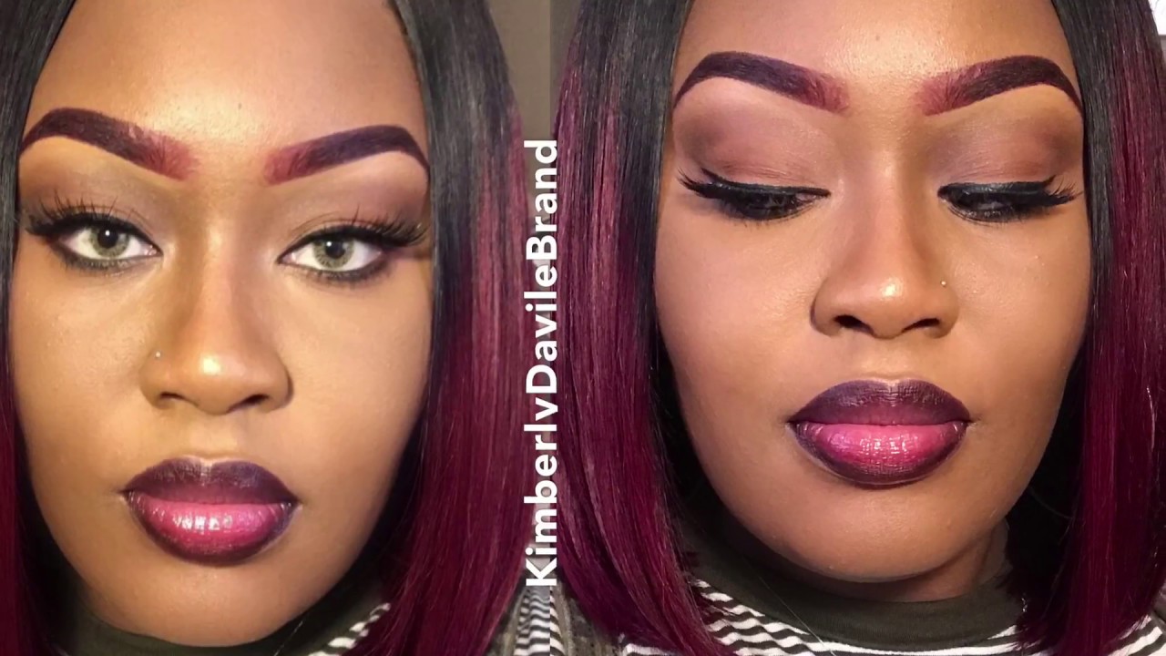 Burgundy Brows: Complete look for brow color change.