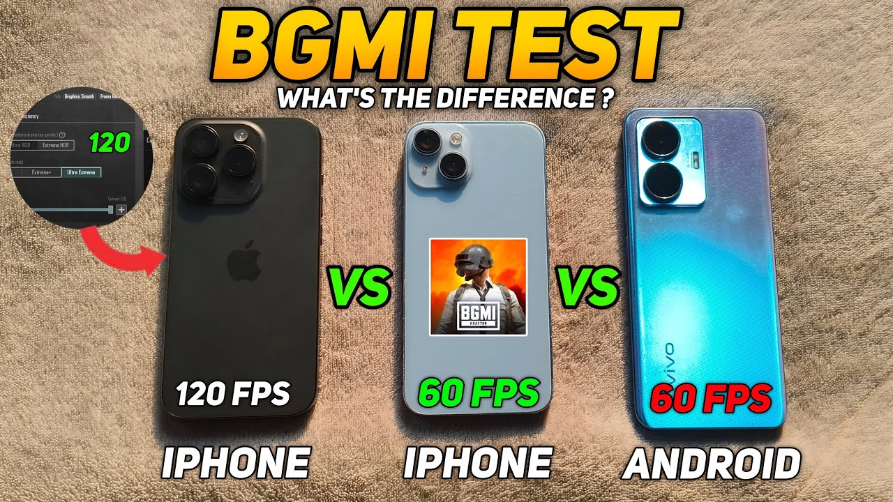 BGMI FPS Test 🔥 Android 60 FPS vs iPhone 60FPS vs 90FPS &ndash; Real Gameplay Difference!