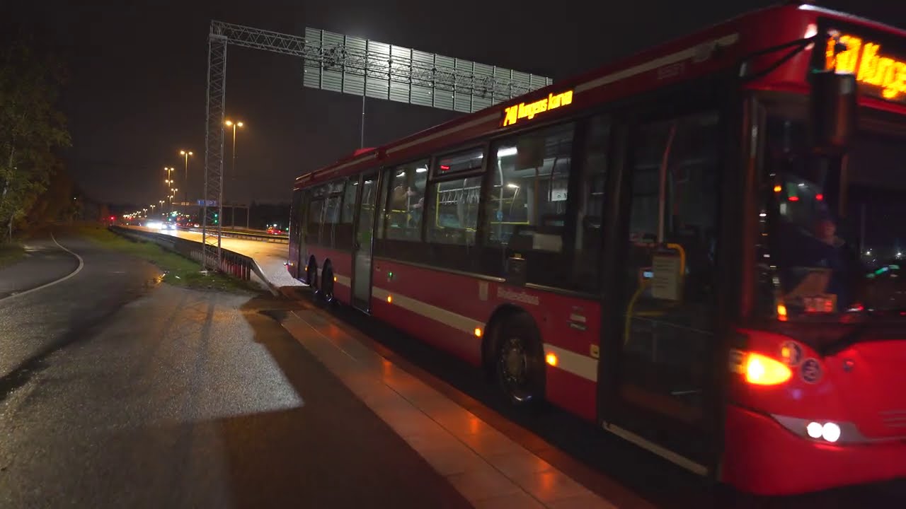 Sweden, Stockholm, bus 740 night ride from Flemingsberg to Vårberg