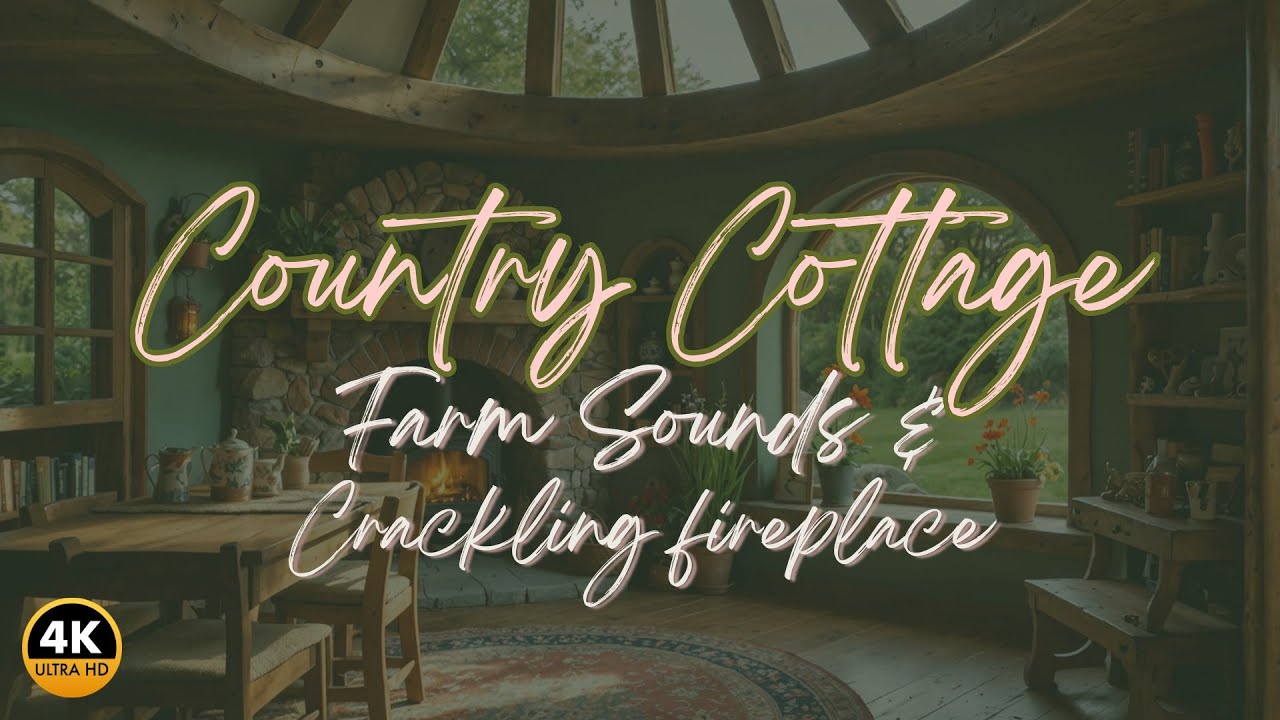 Country Cottage Ambience. Farm Sounds. Relaxing by the fire