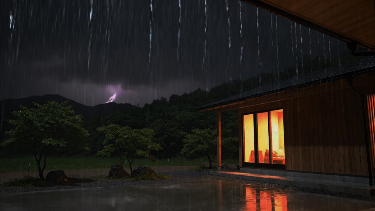 3 Minutes to Fall Asleep: Heavy Rain Storm on a Tin Roof & Deep Rolling Thunder