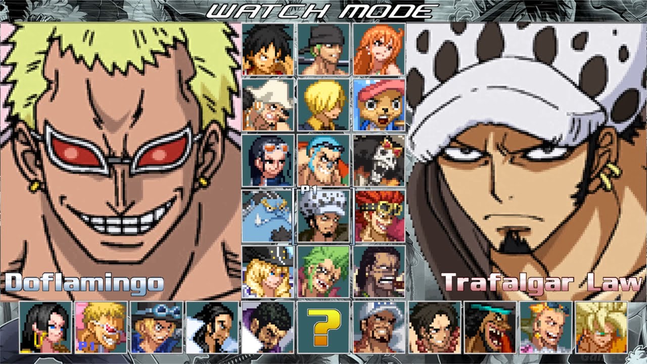 One Piece: Great Pirate Colosseum Mugen - Doflamingo VS Trafalgar Law - Gameplay