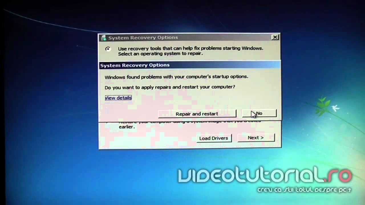 Rezolvarea erorii BOOTMGR in missing prin repararea boot manager-ului din windows 7.mp4