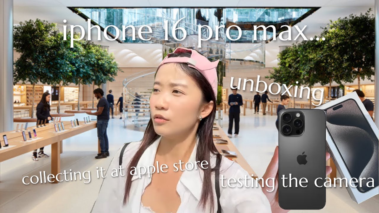 UNBOXING IPHONE 16 pro max 📲 | picking up in store and camera tryout [VLOG] REVIEW