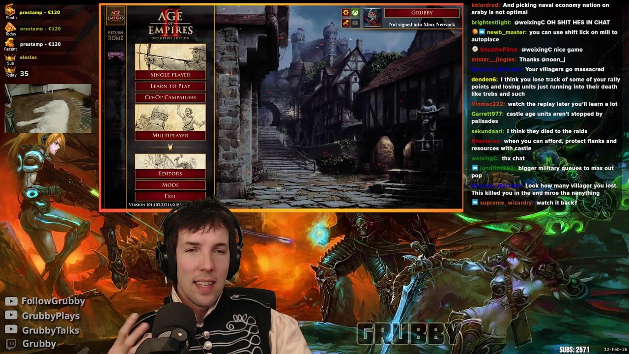 D2 news, WC3 play, SC2 play, AoE2 play - LIVE - Grubby - 12-Feb-2026