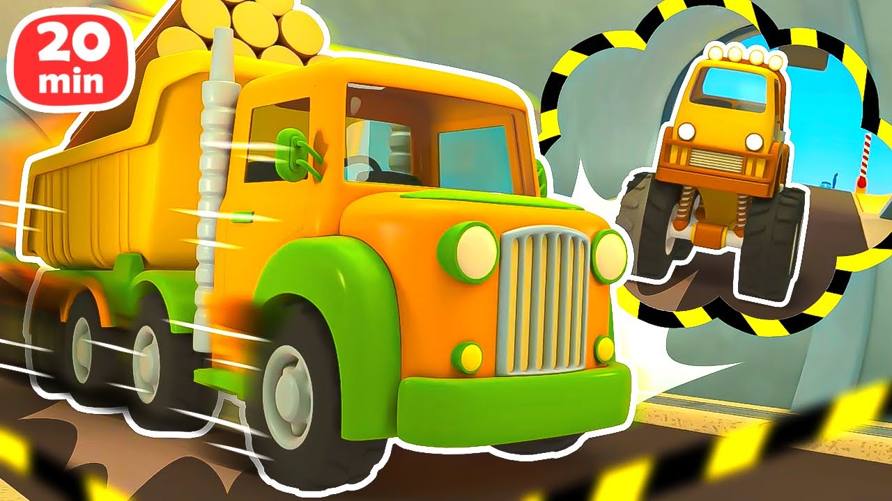 Don't forget to follow traffic rules, monster truck! Helper cars save the dump truck in the tunnel.