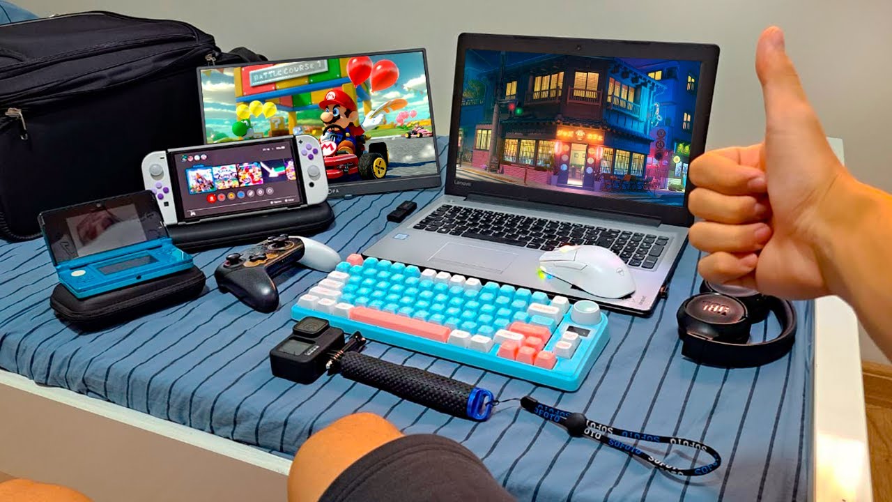 Meu setup GAMER port&aacute;til para viajar.