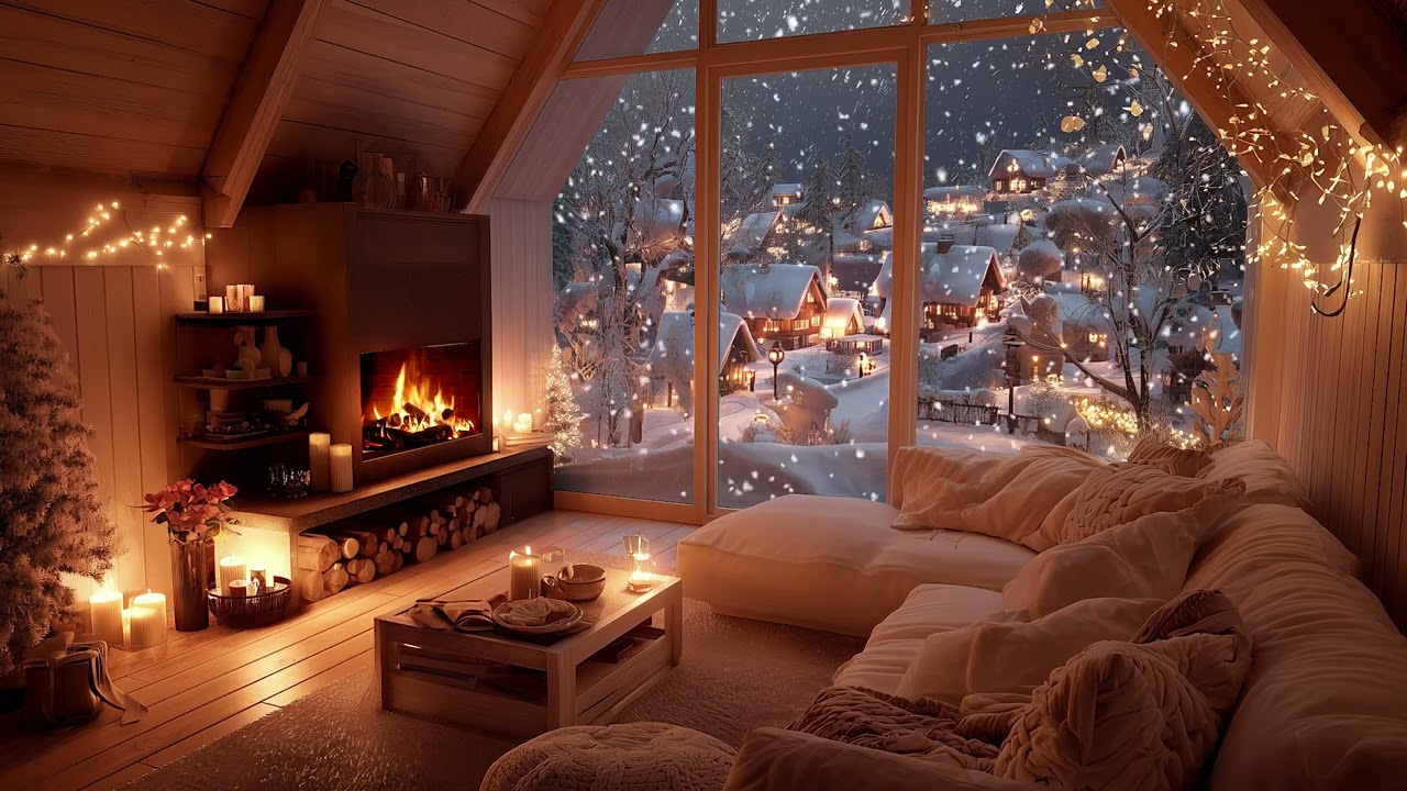 🕯️ Warm Christmas Atmosphere 🎄 Soft Piano and Crackling Fireplace Sounds