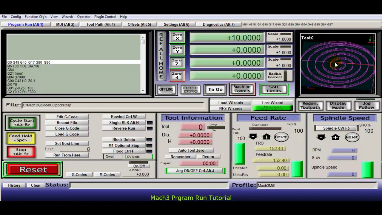 Mach3 Program Run Screen
