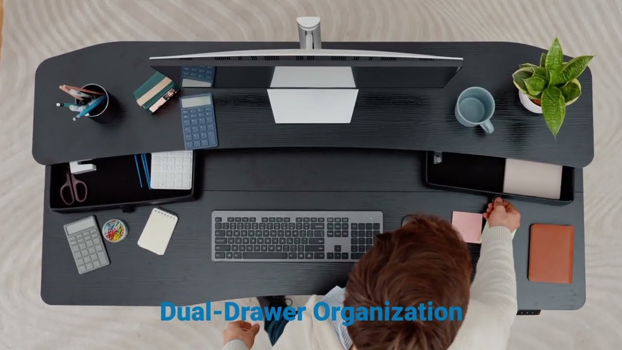 HUANUO HNESD27/28 Electric Standing Desk with Monitor Stand & Drawers Introduction Video