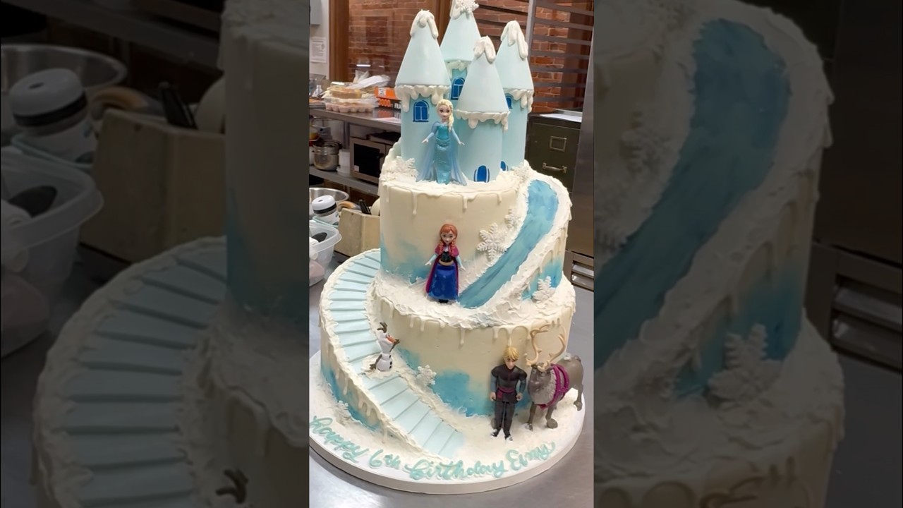 Frozen cake part 1 ❄️ #birthdaycake #cakedecoratingtutorials #shorts #frozen