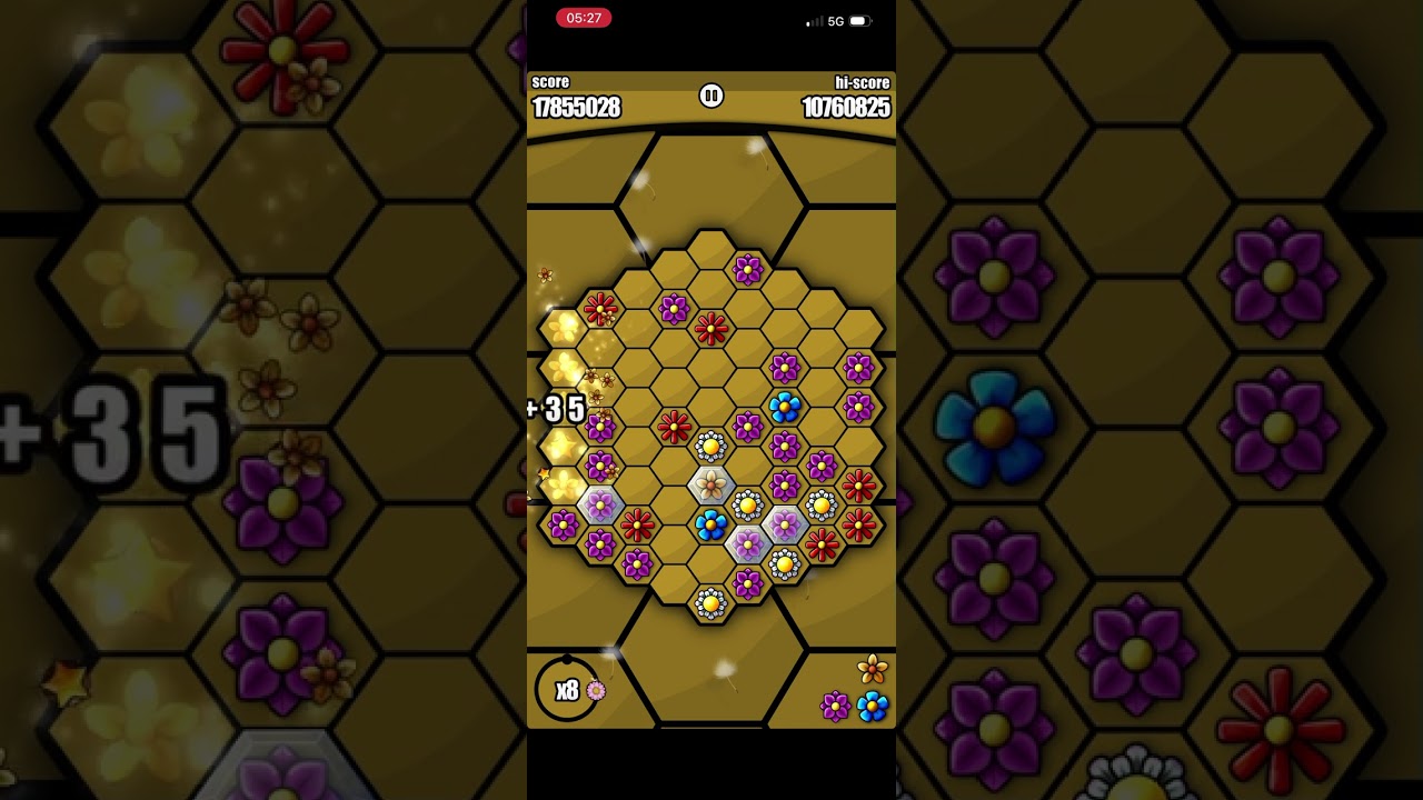 Haxbee Hard Mode WorldRecord Game Play: Try not to delete purple flowers challenge.