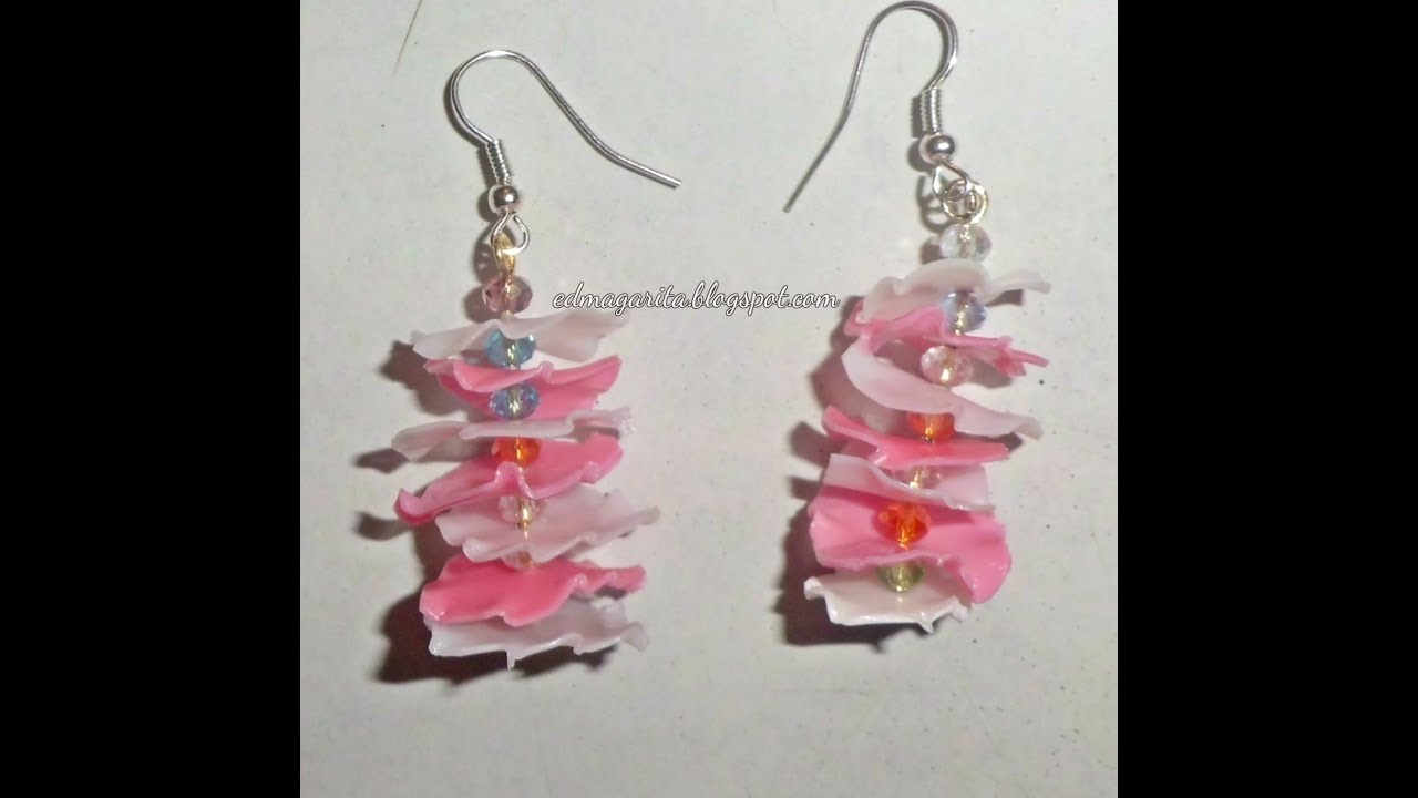 Aretes (earrings)con botella de plástico y murano #reels #amazing #art #love #easy #design #shorts