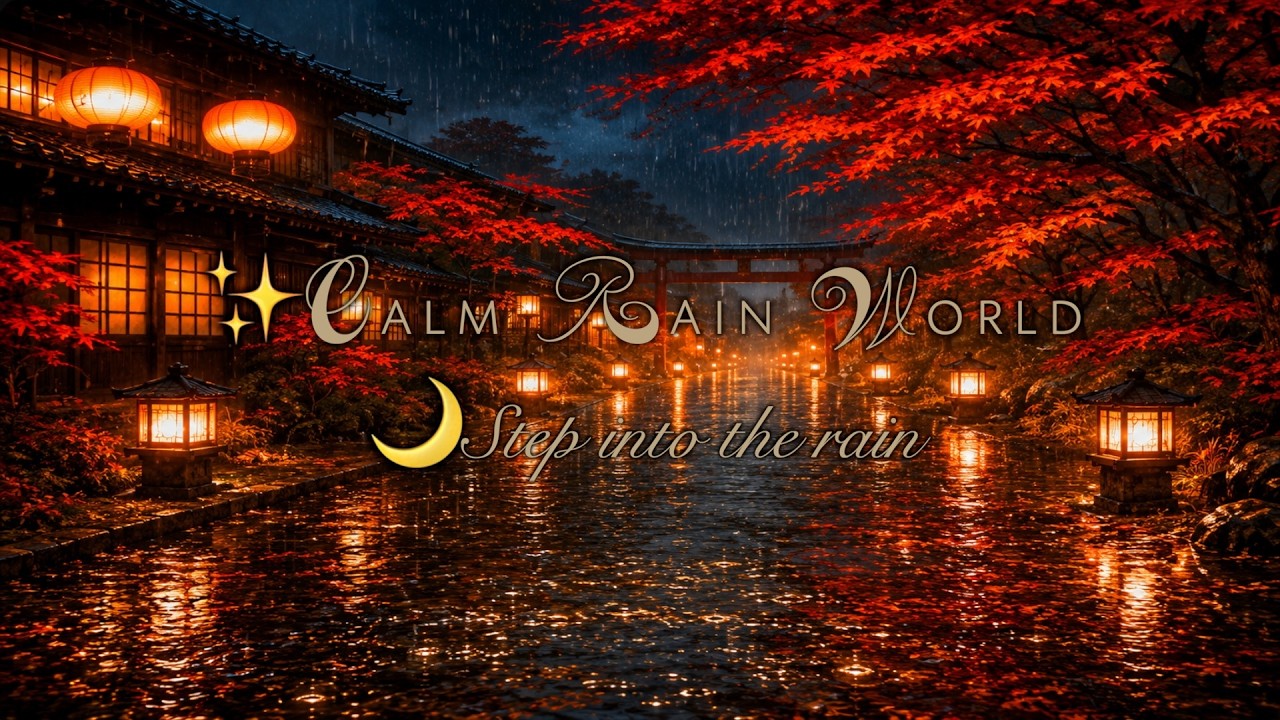 🍁🌙 Autumn Night Rain in Japanese Street | Deep Sleep & Relaxing ASMR