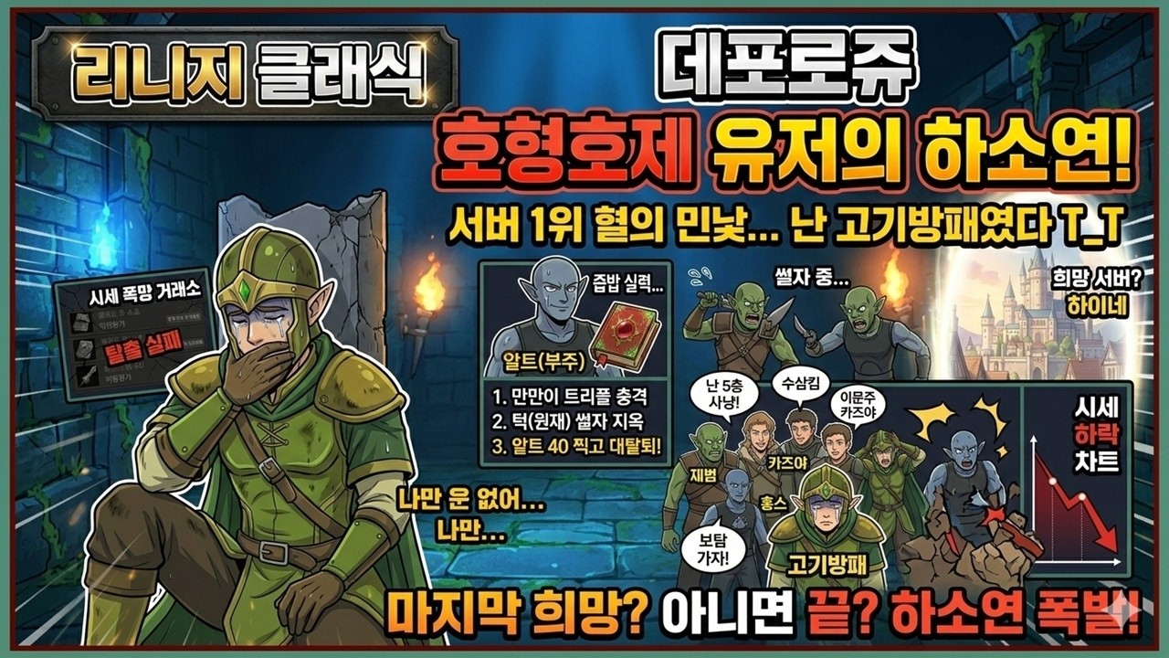 리니지 클래식 데포로쥬 호형호제 혈원의 눈물 섞인 하소연! 서버 1위 혈의 민낯... 난 고기방패였다 (T_T)