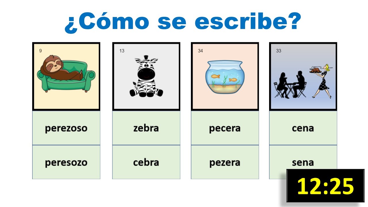 Palabras con s c z ejercicios para niños