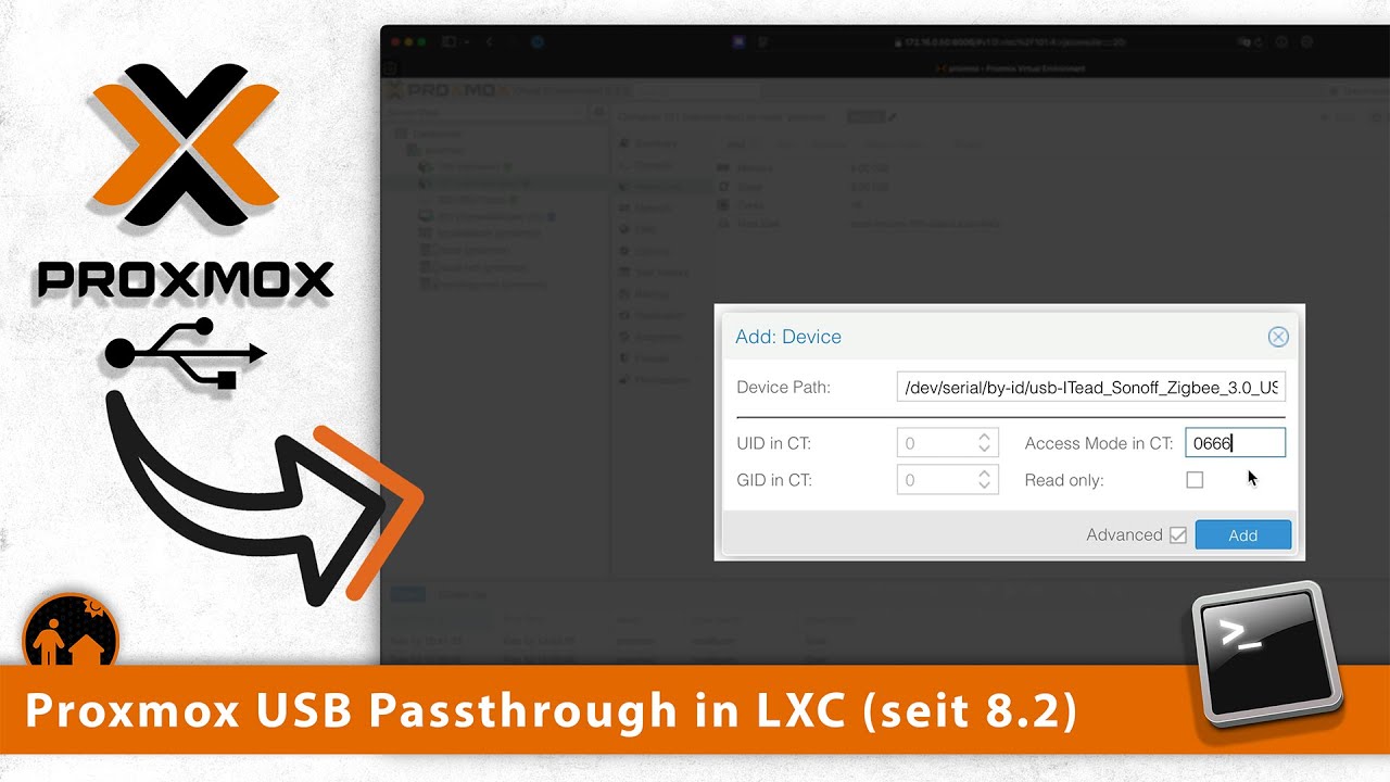 Proxmox USB Passthrough an LXC (ab Proxmox 8.2)