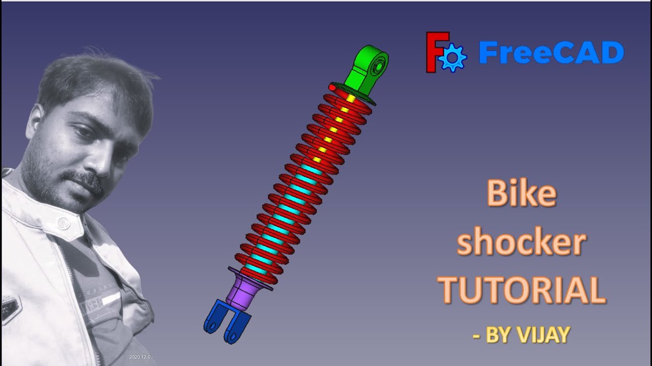 FreeCAD Tutorial : How to make a Bike Shocker in Freecad  || By Vijay #freecad #3dmodel #3ddesign