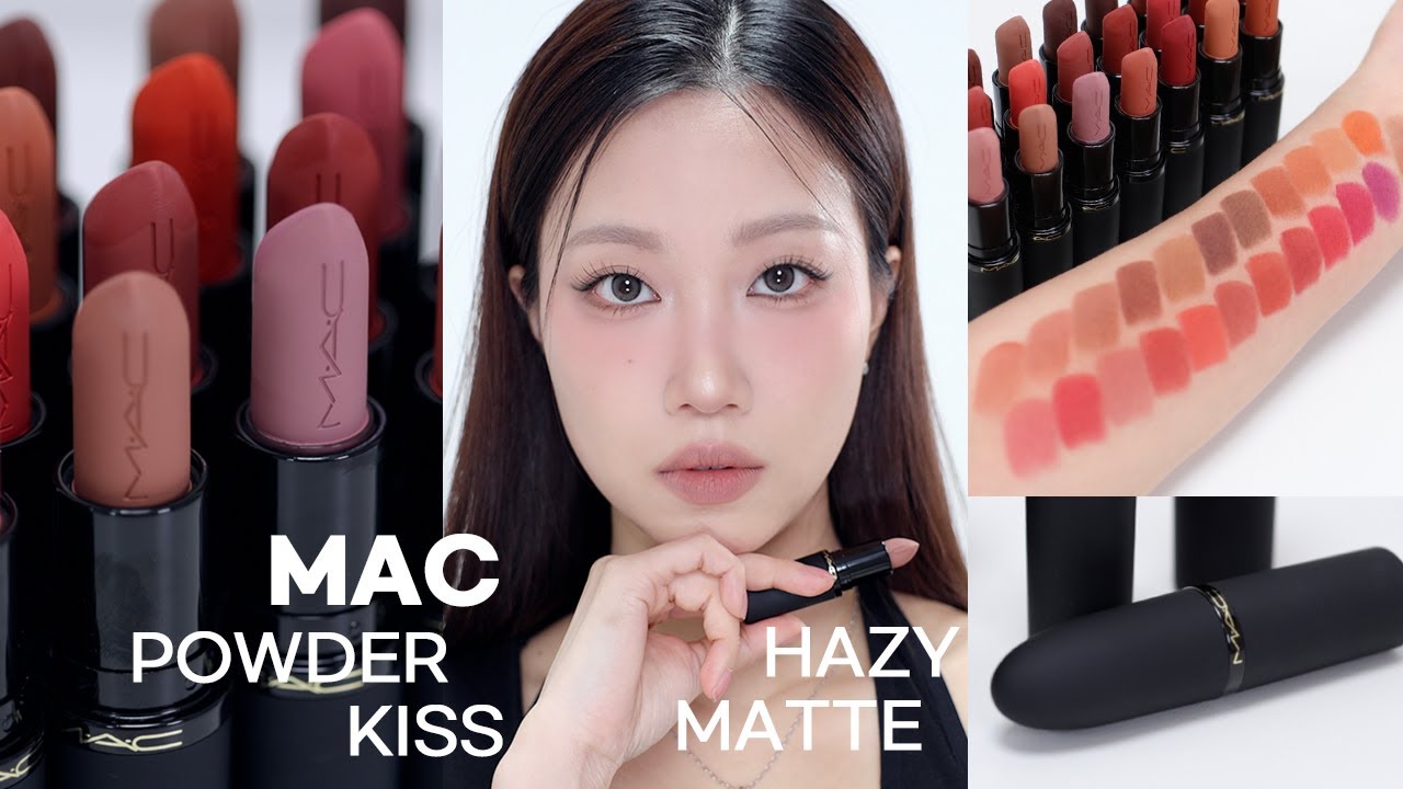 24컬러 구매💸 NEW 맥 파우더 키스 헤이지 매트 립스틱 전컬러 리뷰 (누드립 꼭 사세요!) | 민스코 Minsco
