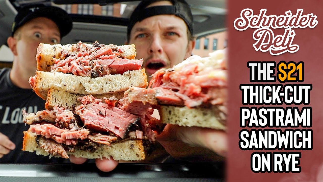 Eating Schneider Deli's Thick-Cut Pastrami Sandwich in Downtown Chicago