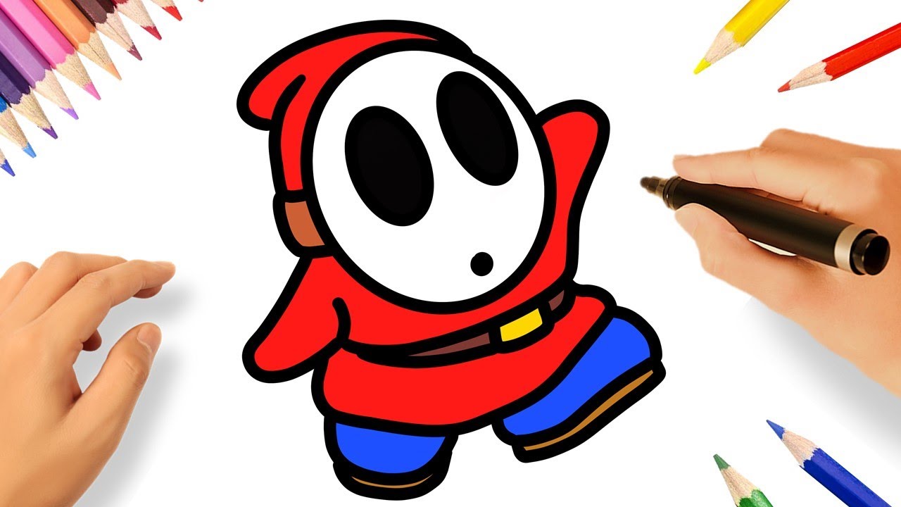 HOW TO DRAW SHY GUY | SUPER MARIO BROS DRAWINGS