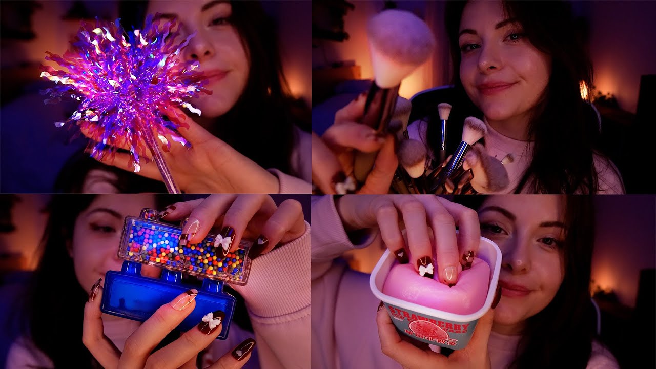 ASMR ✨1 HEURE DE TRIGGERS ✨ Face brushing, jelly blox, tapping, sticky, etc...