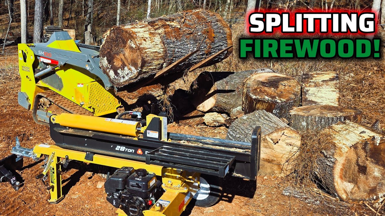 Huge Red Oak Tree Split For Firewood! This Log Splitter Was A Very Good Investment