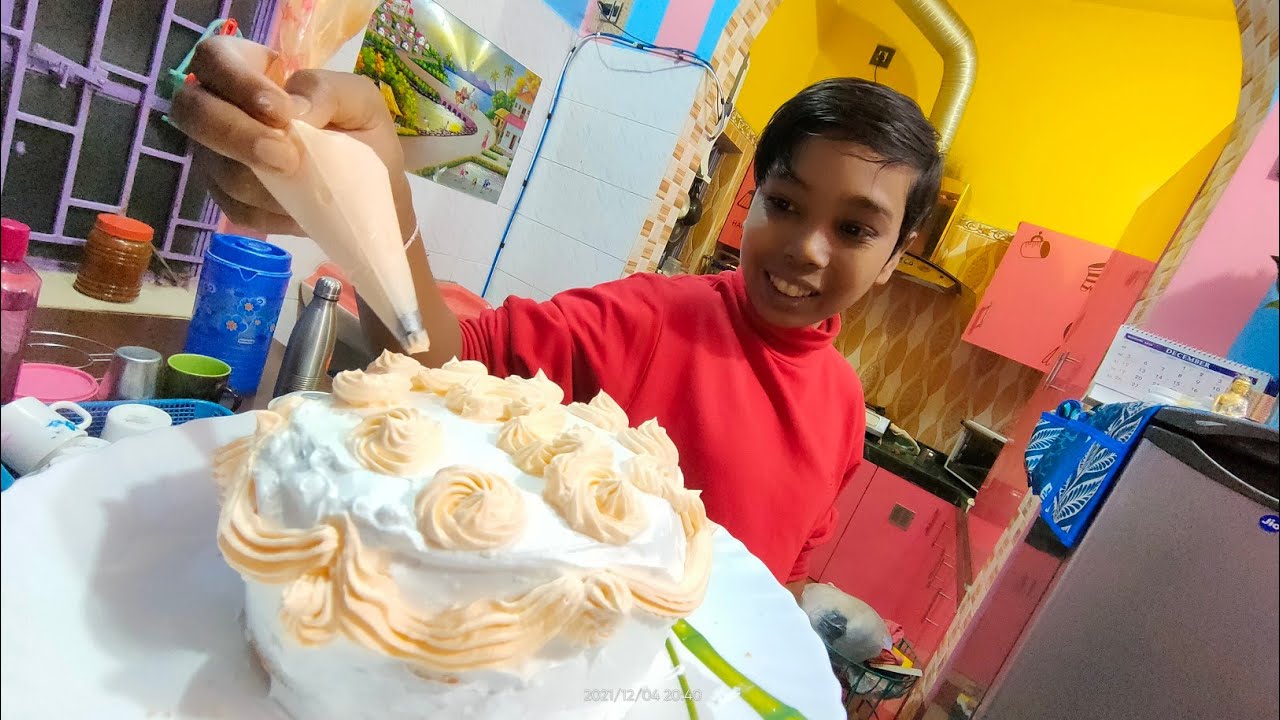Spreading of Vanilla Cream on A Butterscotch Cake || HomeMade || Triptofood