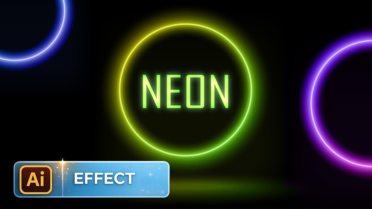 Neon Glow Circle in Adobe Illustrator. Easy Follow Along Tutorial.