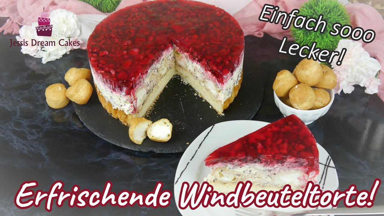 Leckere Windbeuteltorte mit Stracciatella-Sahne & Himbeeren😋/Schnell, Einfach & so Lecker!🤤