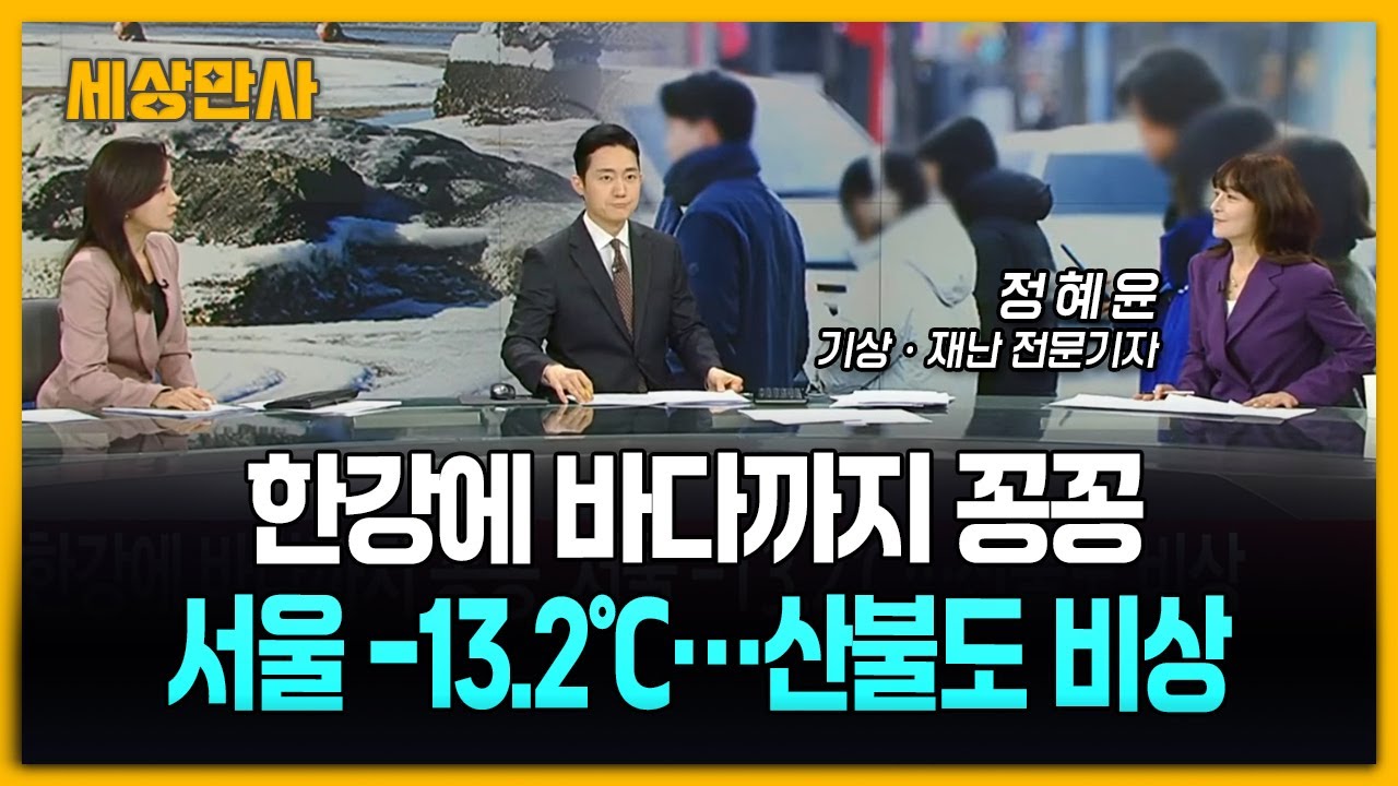 한강에 바다까지 꽁꽁, 서울 -13.2℃…산불도 비상 [세상만사] #한강 #북극발혹한 #극한한파
